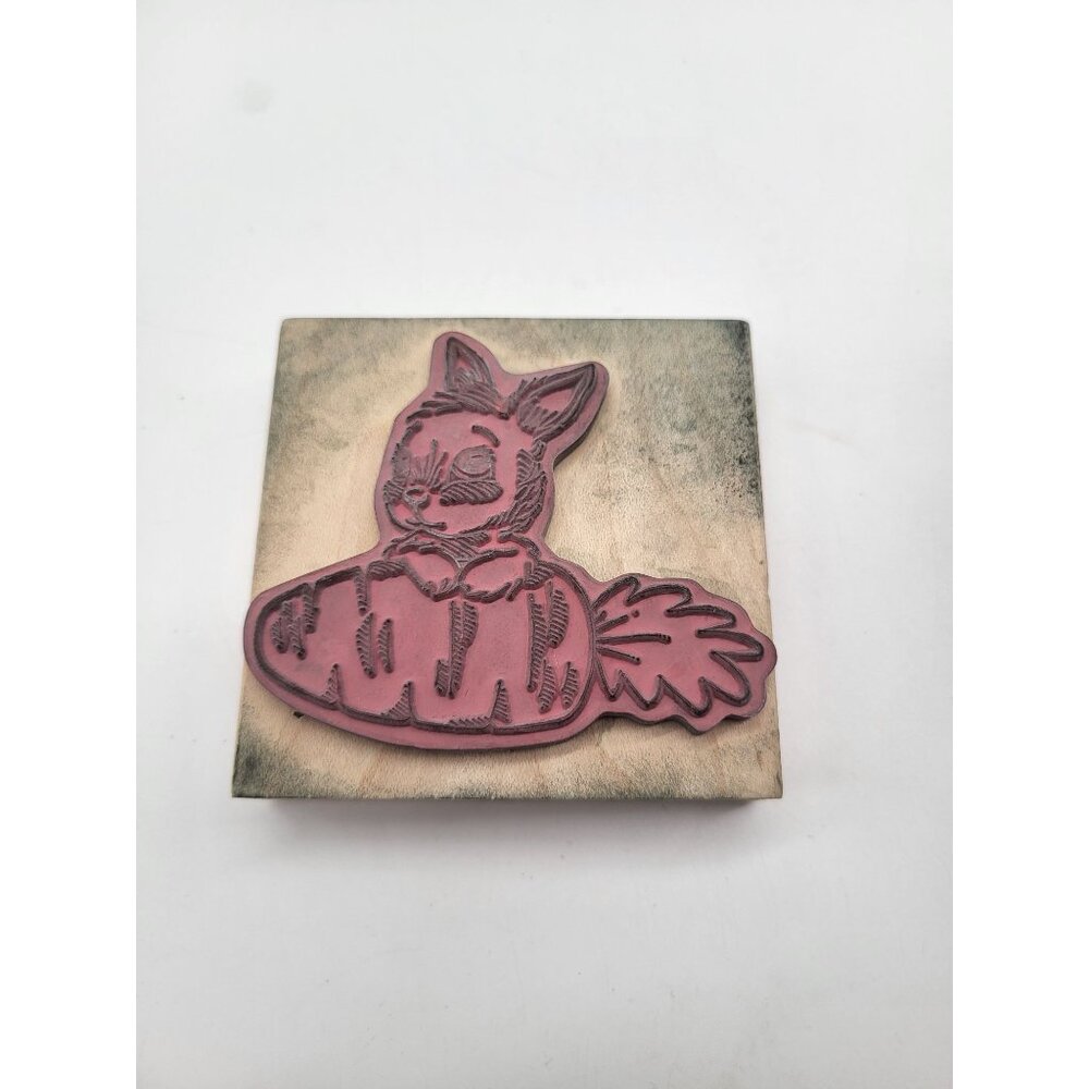 Stampabilities Bunny W/ Carrot Wood Rubber Stamp 2015 Easter Spring Card Craft - Picture 6 of 8